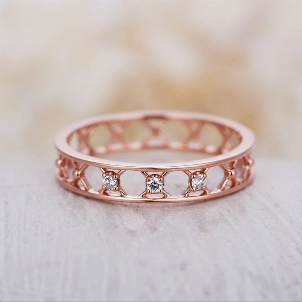 *NEW*Lovely Rose Gold Love Promise Diamond Ring